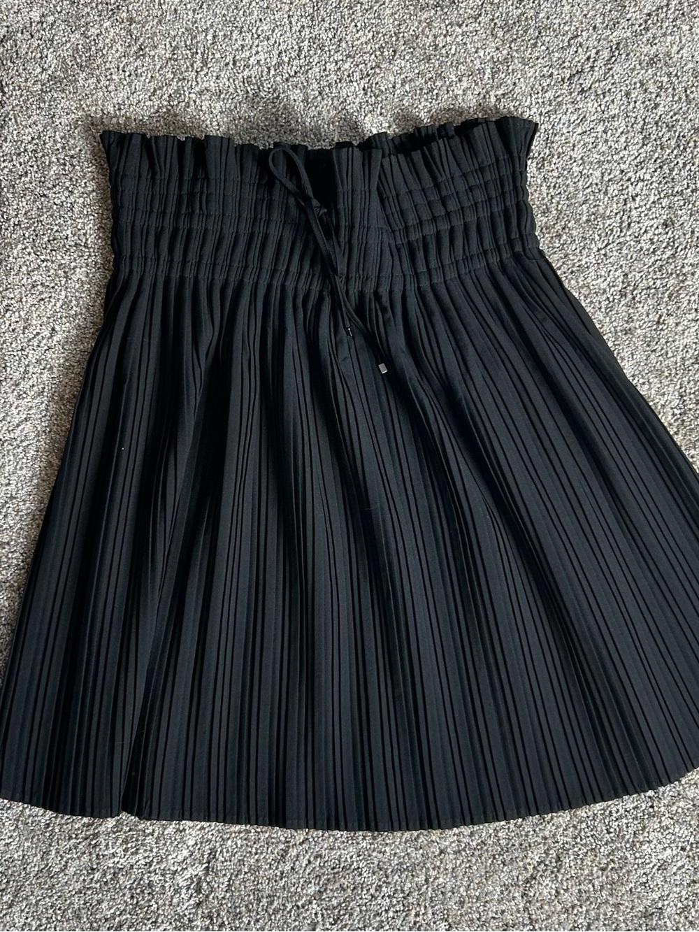 DownEast Black Pleated Smocked Waist Skirt